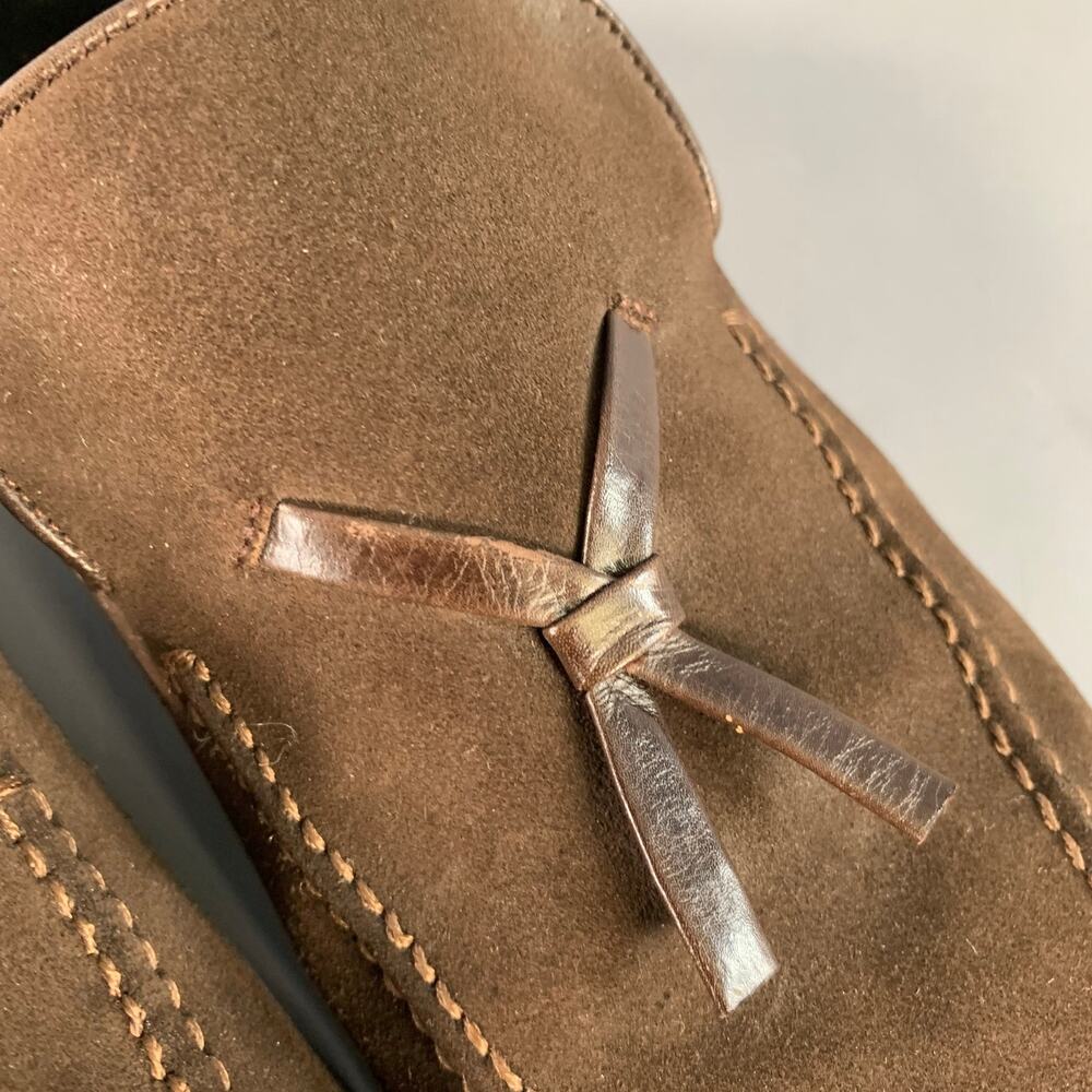 GUCCI Size 10 Chocolate Brown Suede Tassels Loafers - Picture 9 of 10